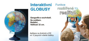 Interaktívny svietiaci glóbus s 3D reliéfom a nočnými súhvezdiami, slovenskými popismi a bezplatnou interaktívnou aplikáciou
