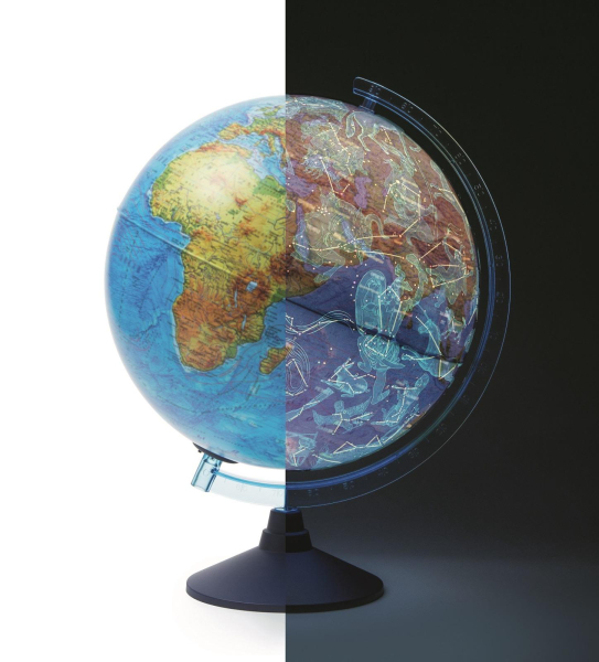 Interaktívny svietiaci glóbus s 3D reliéfom a nočnými súhvezdiami, slovenskými popismi a bezplatnou interaktívnou aplikáciou